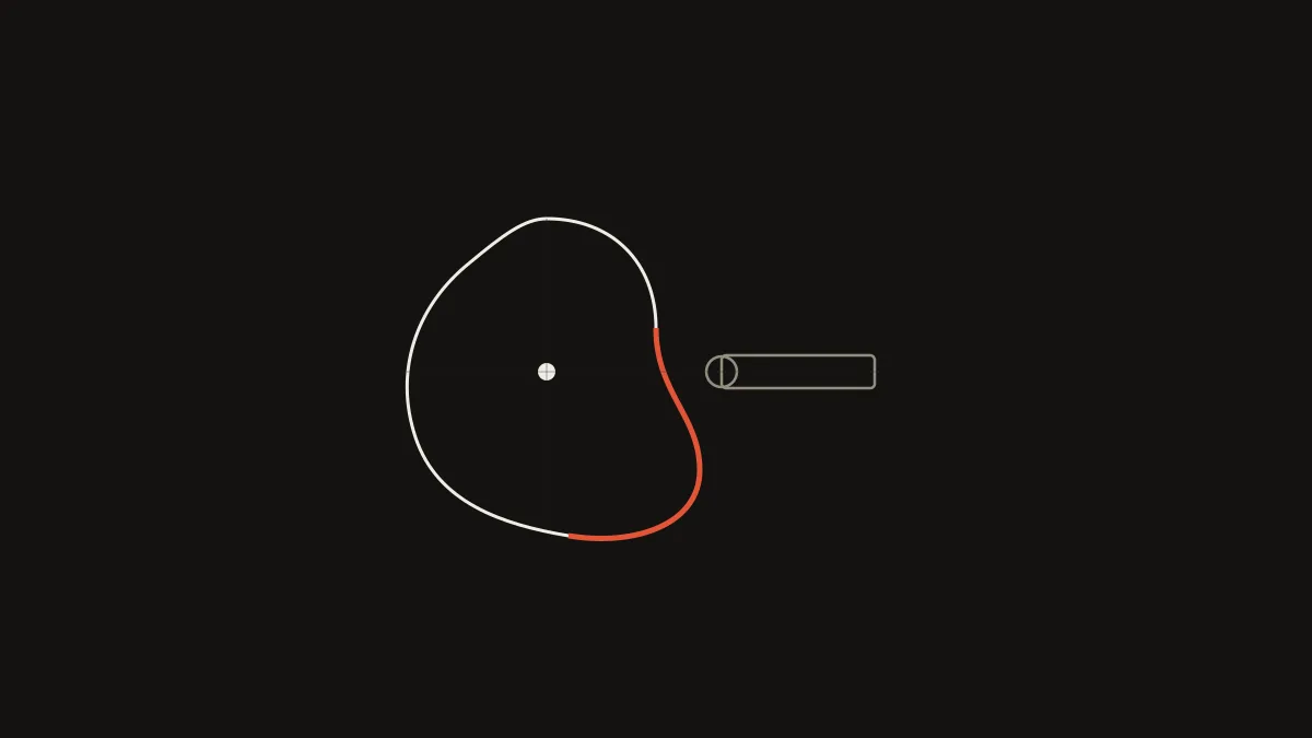 How to mass report on Twitter concept: a closed outline with one vermilion segment beside a small latch